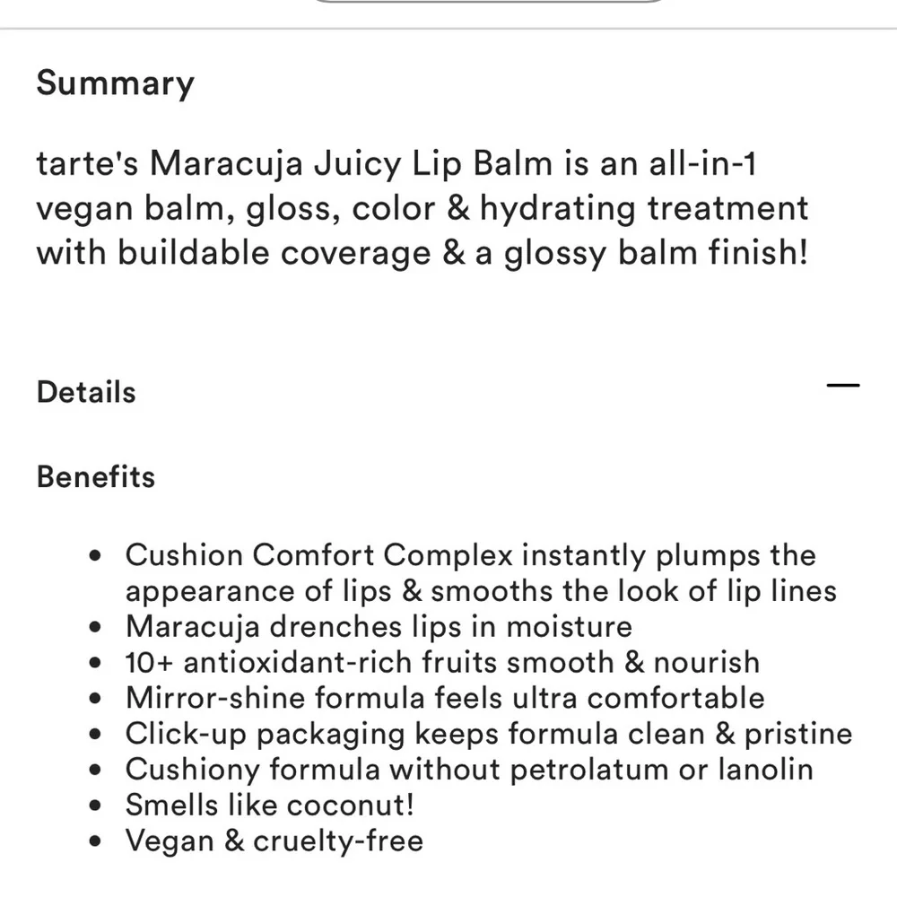 NIB Full Size Tarte Maracuja Vegan Juicy Lip Balm: Rose